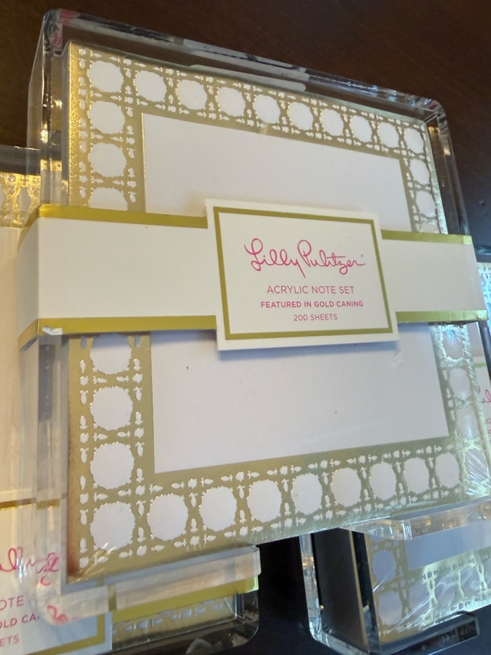 NWT! Gorgeous Lilly Pulitzer Gold and White Acrylic Note Set